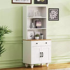 GDFStudio Ming Armoire haute en bois de 160 cm avec étagères réglables, tiroir et portes