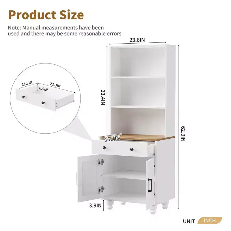 GDFStudio Ming Armoire haute en bois de 160 cm avec étagères réglables, tiroir et portes