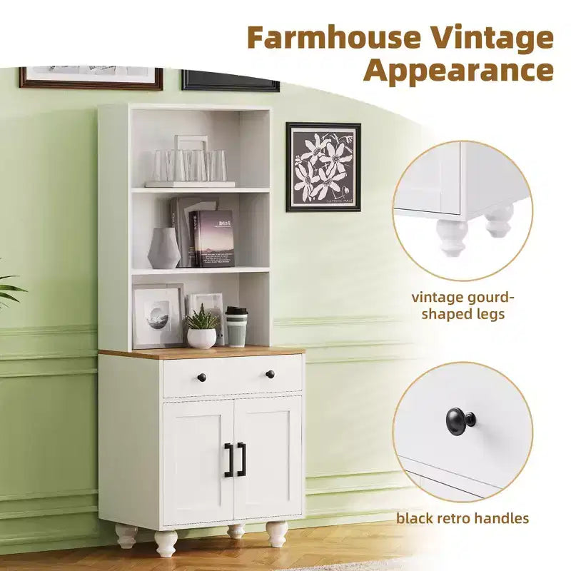 GDFStudio Ming Armoire haute en bois de 160 cm avec étagères réglables, tiroir et portes