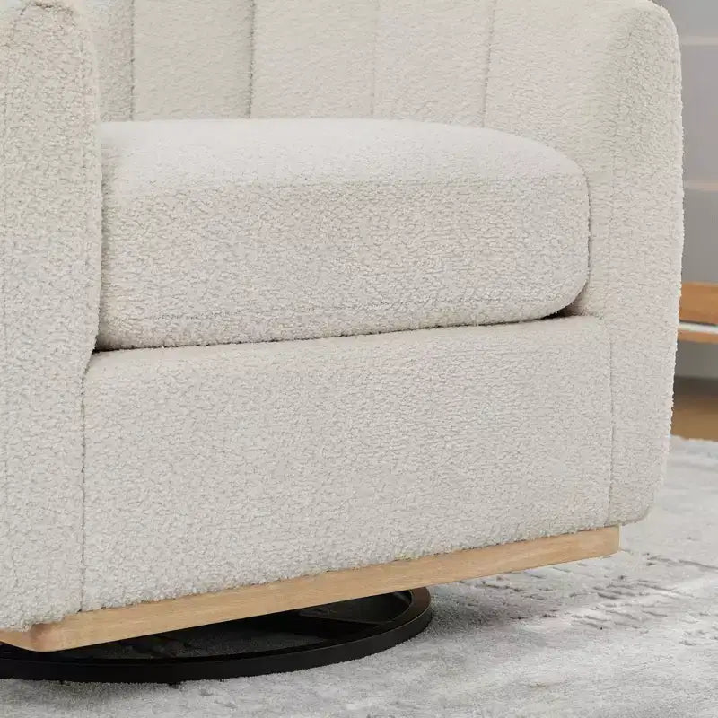 TUYOHW 31.89 Fauteuil pivotant moderne en chenille, fauteuil d'appoint avec base en métal, fauteuil de salon rembourré pour salon, bureau, chambre à coucher