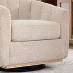 TUYOHW 31.89 Fauteuil pivotant moderne en chenille, fauteuil d'appoint avec base en métal, fauteuil de salon rembourré pour salon, bureau, chambre à coucher