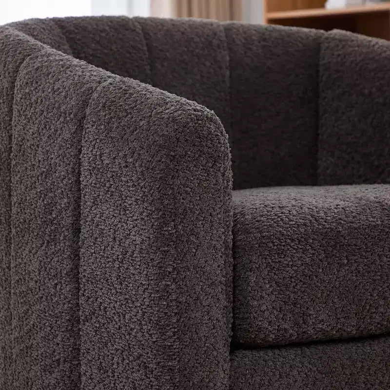TUYOHW 31.89 Fauteuil pivotant moderne en chenille, fauteuil d'appoint avec base en métal, fauteuil de salon rembourré pour salon, bureau, chambre à coucher
