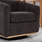 TUYOHW 31.89 Fauteuil pivotant moderne en chenille, fauteuil d'appoint avec base en métal, fauteuil de salon rembourré pour salon, bureau, chambre à coucher