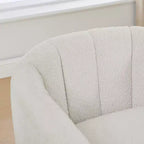 TUYOHW 31.89 Fauteuil pivotant moderne en chenille, fauteuil d'appoint avec base en métal, fauteuil de salon rembourré pour salon, bureau, chambre à coucher