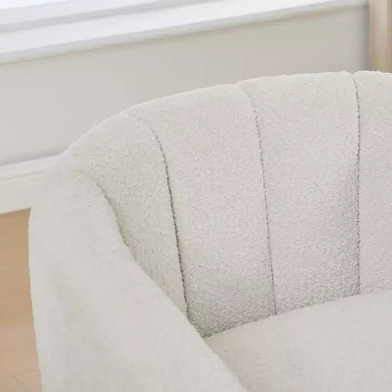 TUYOHW 31.89 Fauteuil pivotant moderne en chenille, fauteuil d'appoint avec base en métal, fauteuil de salon rembourré pour salon, bureau, chambre à coucher