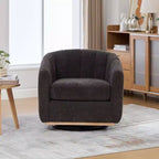 TUYOHW 31.89 Fauteuil pivotant moderne en chenille, fauteuil d'appoint avec base en métal, fauteuil de salon rembourré pour salon, bureau, chambre à coucher