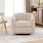 TUYOHW 31.89 Fauteuil pivotant moderne en chenille, fauteuil d'appoint avec base en métal, fauteuil de salon rembourré pour salon, bureau, chambre à coucher