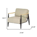 Fauteuil en bois massif et coussin rembourré beige, noir et naturel HomeRoots 28