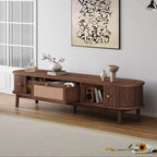 JVNOXKMeuble TV au design moderne pour téléviseurs 75 pouces, console multimédia avec tiroir en rotin pour salon, 1 tiroir et 2 armoires à portes coulissantes