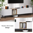 Meuble TV moderne JVNOXK 77 pouces, convient aux téléviseurs de 80 pouces, avec 3 portes de placard, console multimédia avec grand espace de rangement, idéal pour les salons