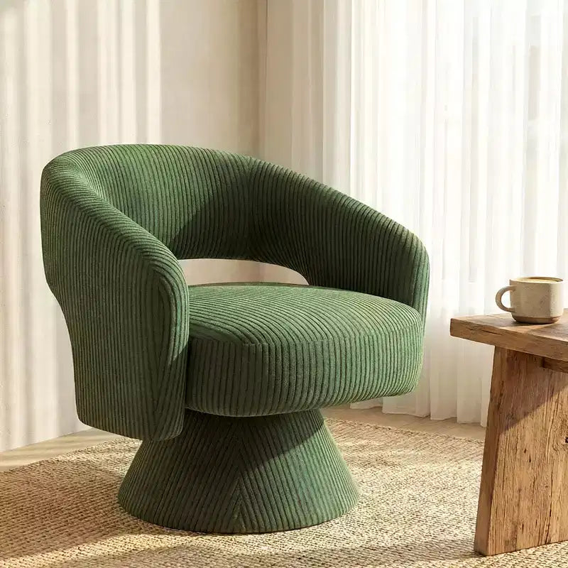 Fauteuil d'appoint pivotant, Fauteuil de salon moderne rembourré avec coussin épais pour la lecture, Vert