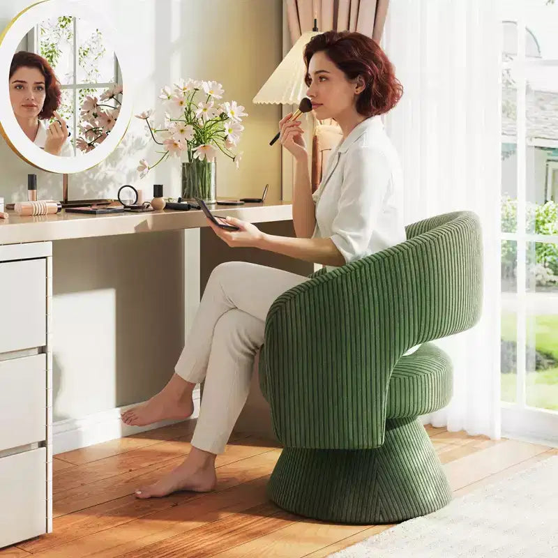 Fauteuil d'appoint pivotant, Fauteuil de salon moderne rembourré avec coussin épais pour la lecture, Vert