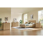 JVNOXK Commode à 6 tiroirs, commode moderne de 140 cm de large, design incurvé en vague, meuble TV et meuble multimédia, Noyer