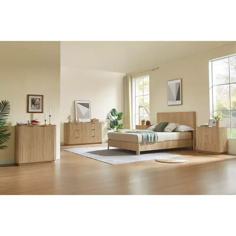 JVNOXK Commode à 6 tiroirs, commode moderne de 140 cm de large, design incurvé en vague, meuble TV et meuble multimédia, Noyer