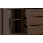 Buffet Pearson en bois massif de 42 po de large avec 3 tiroirs, style moderne du milieu du siècle, couleur noyer brun