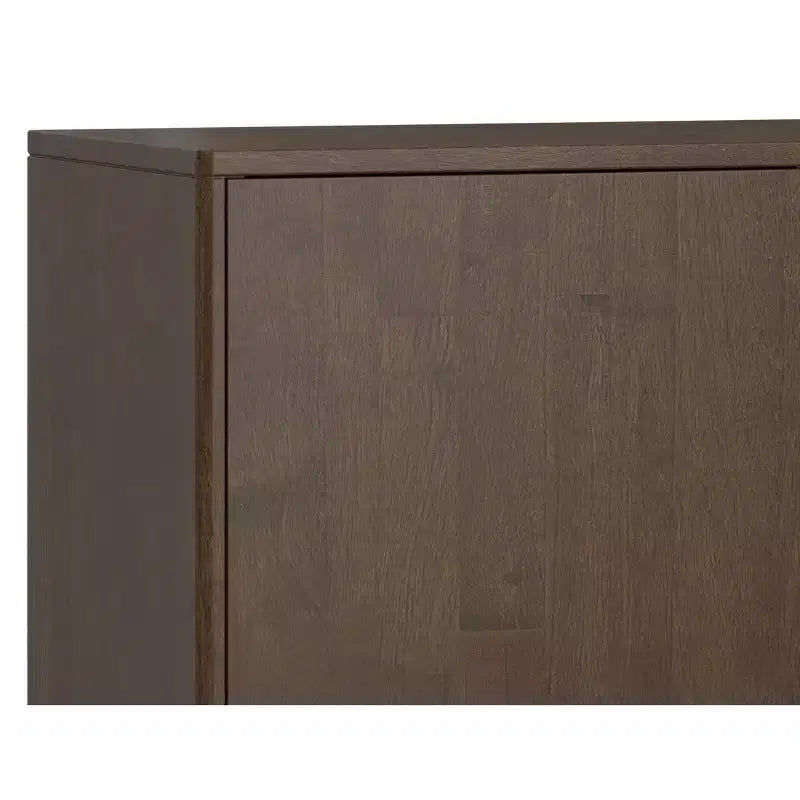 Buffet Pearson en bois massif de 42 po de large avec 3 tiroirs, style moderne du milieu du siècle, couleur noyer brun