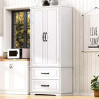 Élégant buffet de cuisine de style ferme de 71 po – 2 grands tiroirs, 8 étagères de porte à texture gaufrée, 3 étagères de placard pour cuisine et salle à manger