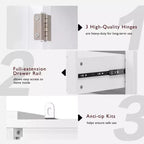 Élégant buffet de cuisine de style ferme de 71 po – 2 grands tiroirs, 8 étagères de porte à texture gaufrée, 3 étagères de placard pour cuisine et salle à manger