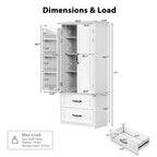 Élégant buffet de cuisine de style ferme de 71 po – 2 grands tiroirs, 8 étagères de porte à texture gaufrée, 3 étagères de placard pour cuisine et salle à manger