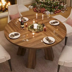 Table à manger ronde Acekool pour 4, table de cuisine de style ferme avec base robuste pour salle à manger ou cuisine (table seule)