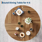 Table à manger ronde Acekool pour 4, table de cuisine de style ferme avec base robuste pour salle à manger ou cuisine (table seule)