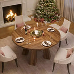 Table à manger ronde Acekool pour 4, table de cuisine de style ferme avec base robuste pour salle à manger ou cuisine (table seule)