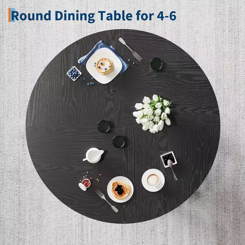 Table à manger ronde Acekool pour 4, table de cuisine de style ferme avec base robuste pour salle à manger ou cuisine (table seule)