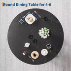 Table à manger ronde Acekool pour 4, table de cuisine de style ferme avec base robuste pour salle à manger ou cuisine (table seule)