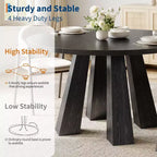 Table à manger ronde Acekool pour 4, table de cuisine de style ferme avec base robuste pour salle à manger ou cuisine (table seule)