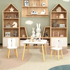 Ensemble table et 2 chaises pour enfants, ensemble table et chaises pour tout-petits 3 pièces sur le thème du lapin, ensemble table de jeu en bois pour enfants, pieds en bois massif (blanc)