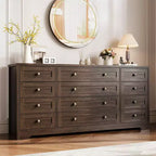 Commode à 12 tiroirs COZONY, Commode en bois de 160 cm de large, Meuble TV moderne pour TV de 65 pouces, Pour chambre à coucher, salon, entrée
