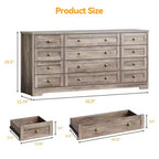 Commode à 12 tiroirs COZONY, Commode en bois de 160 cm de large, Meuble TV moderne pour TV de 65 pouces, Pour chambre à coucher, salon, entrée