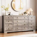 Commode à 12 tiroirs COZONY, Commode en bois de 160 cm de large, Meuble TV moderne pour TV de 65 pouces, Pour chambre à coucher, salon, entrée