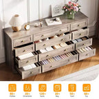 Commode à 12 tiroirs COZONY, Commode en bois de 160 cm de large, Meuble TV moderne pour TV de 65 pouces, Pour chambre à coucher, salon, entrée