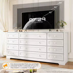 Commode à 12 tiroirs COZONY, Commode en bois de 160 cm de large, Meuble TV moderne pour TV de 65 pouces, Pour chambre à coucher, salon, entrée