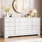 Commode à 12 tiroirs COZONY, Commode en bois de 160 cm de large, Meuble TV moderne pour TV de 65 pouces, Pour chambre à coucher, salon, entrée