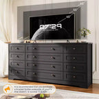 Commode à 12 tiroirs COZONY, Commode en bois de 160 cm de large, Meuble TV moderne pour TV de 65 pouces, Pour chambre à coucher, salon, entrée