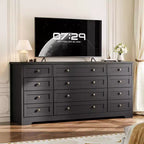 COZONY 12 Drawer Dresser, 63 Wide Wooden Chest of Drawers, Modern TV Stand Dresser for 65 Inch TV, Bedroom Living Room Entryway