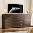 Commode à 12 tiroirs COZONY, Commode en bois de 160 cm de large, Meuble TV moderne pour TV de 65 pouces, Pour chambre à coucher, salon, entrée