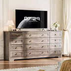 Commode à 12 tiroirs COZONY, Commode en bois de 160 cm de large, Meuble TV moderne pour TV de 65 pouces, Pour chambre à coucher, salon, entrée