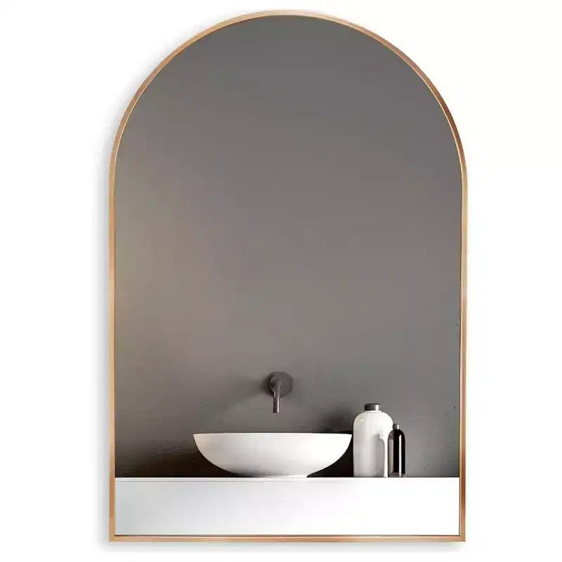 Miroir mural décoratif arqué 20 x 30, Miroir de courtoisie moderne à cadre métallique pour entrée, salon, chambre - Panipeachy