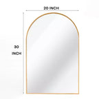 Miroir mural décoratif arqué 20 x 30, Miroir de courtoisie moderne à cadre métallique pour entrée, salon, chambre - Panipeachy