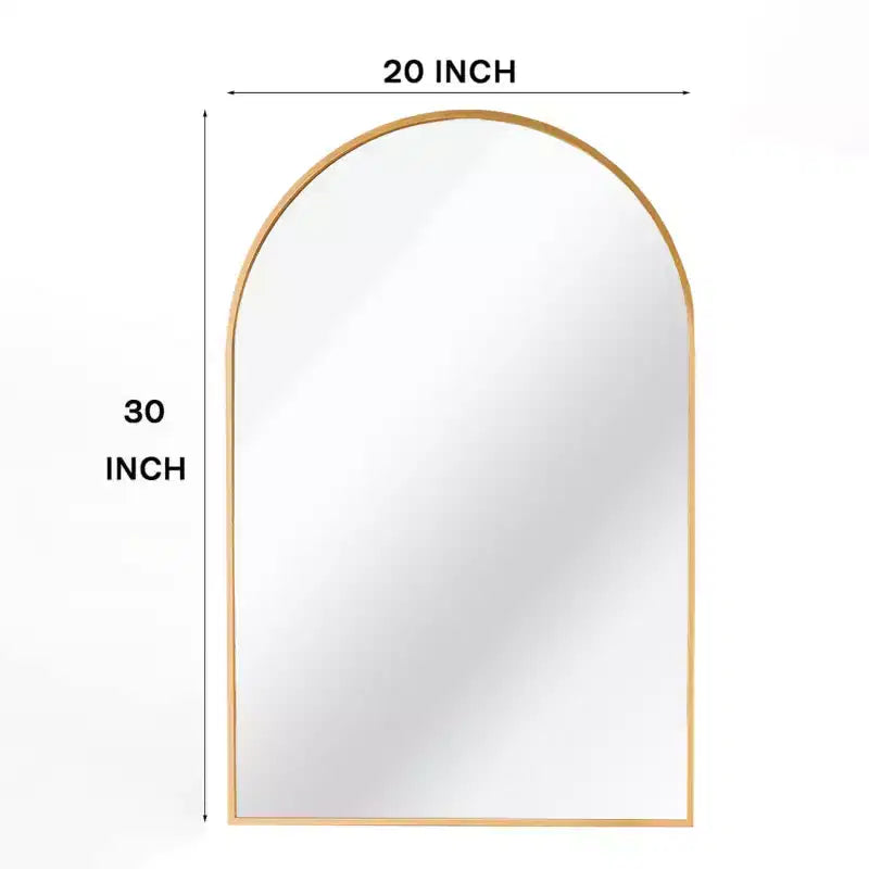 Miroir mural décoratif arqué 20 x 30, Miroir de courtoisie moderne à cadre métallique pour entrée, salon, chambre - Panipeachy