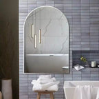 Miroir mural décoratif arqué 20 x 30, Miroir de courtoisie moderne à cadre métallique pour entrée, salon, chambre - Panipeachy