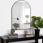 Miroir mural décoratif arqué 20 x 30, Miroir de courtoisie moderne à cadre métallique pour entrée, salon, chambre - Panipeachy