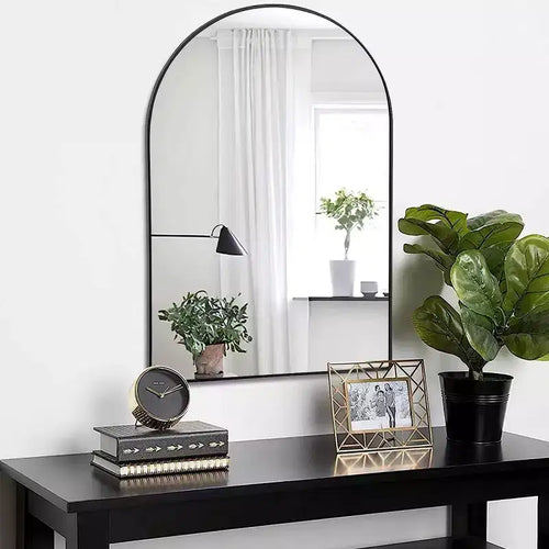 Miroir mural décoratif arqué 20 x 30, Miroir de courtoisie moderne à cadre métallique pour entrée, salon, chambre - Panipeachy