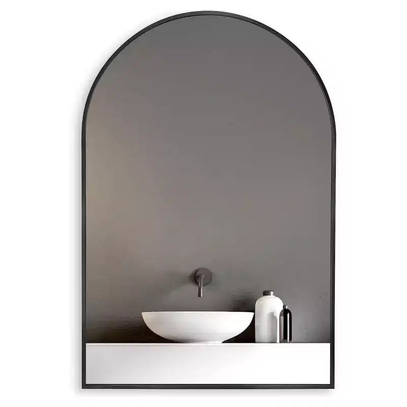 Miroir mural décoratif arqué 20 x 30, Miroir de courtoisie moderne à cadre métallique pour entrée, salon, chambre - Panipeachy