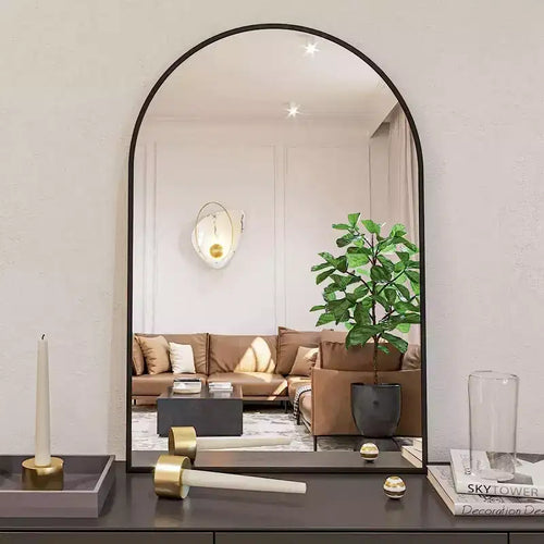 20 x 30 Arched Decorative Wall Mirror, Modern Metal Framed Vanity Mirror for Entryway, Living Room, Bedroom - Panipeachy
