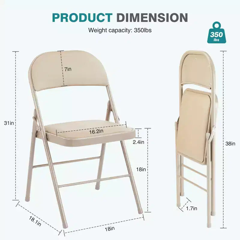TUYOHW Chaises pliantes pour salle à manger, Chaises de cuisine en cuir PU avec cadre en métal, Chaises de salle à manger légères, Utilisation intérieure et extérieure, Aucun assemblage requis