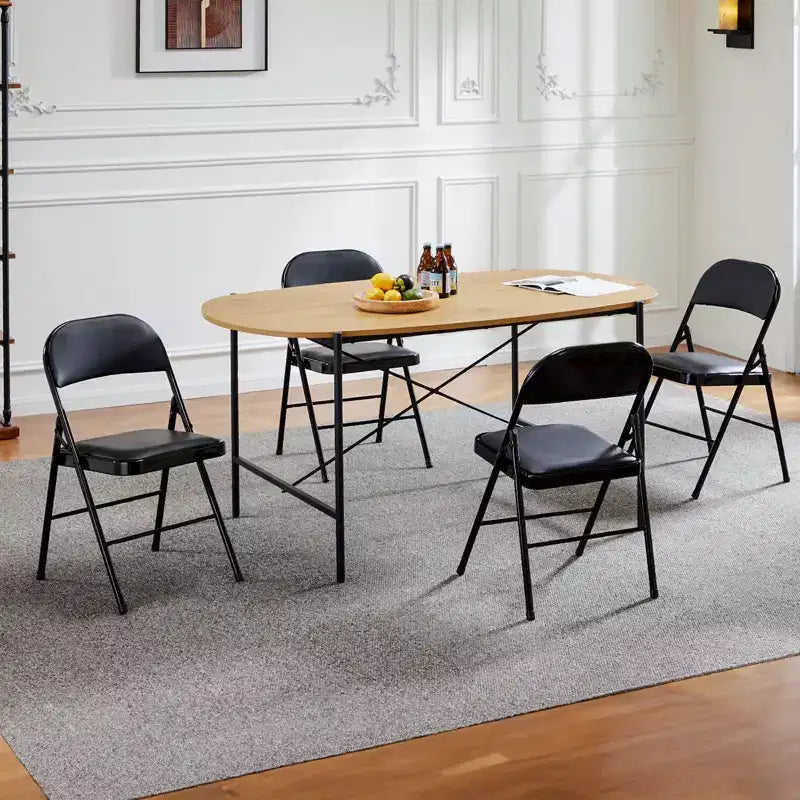 TUYOHW Chaises pliantes pour salle à manger, Chaises de cuisine en cuir PU avec cadre en métal, Chaises de salle à manger légères, Utilisation intérieure et extérieure, Aucun assemblage requis